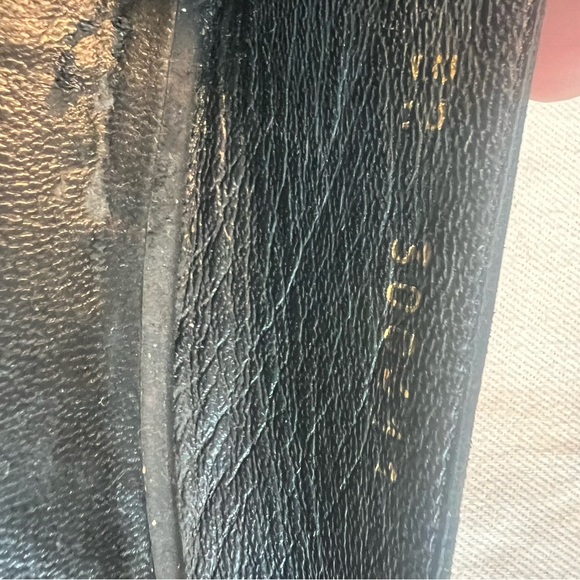 VINTAGE YSL EVELYN BLACK SUEDE GOLD TOE CAP FLATS SIZE 6.5 VERY WORN. - Picture 12 of 12